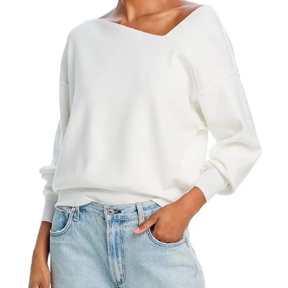 Free people asymmetrical geometric neck sweater cashmere blend size xs in ivory